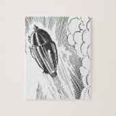 Vintage sciencefiction-ruimteschip-raket in wolken legpuzzel (Verticaal)