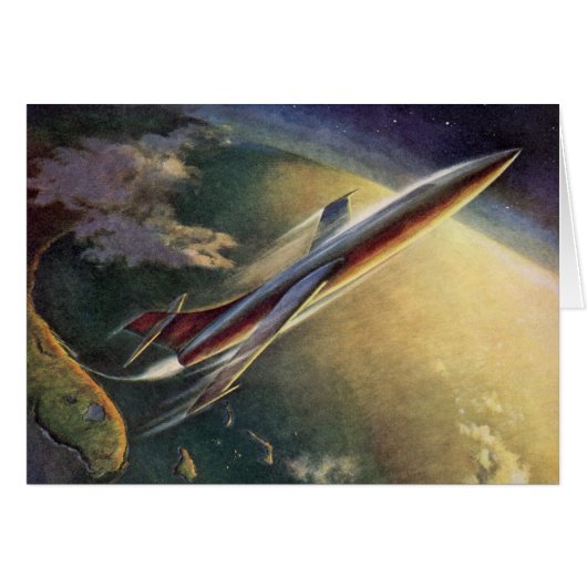 Vintage Sciencefiction Ruimteschip Vliegtuig Aarde (Voorkant Horizontaal)