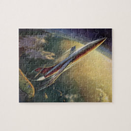 Vintage Sciencefiction Ruimteschip Vliegtuig Aarde Legpuzzel