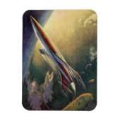 Vintage Sciencefiction Ruimteschip Vliegtuig Aarde Magneet (Verticaal)