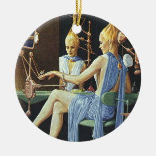 Vintage Sciencefiction Schoonheidssalon Spa Manicu Keramisch Ornament