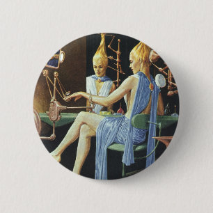 Vintage Sciencefiction Schoonheidssalon Spa Manicu Ronde Button 5,7 Cm