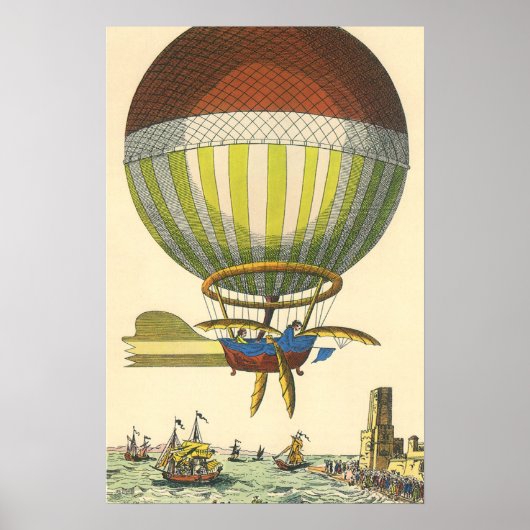 Vintage Sciencefiction Steampunk-hetenballon Poster (Voorkant)