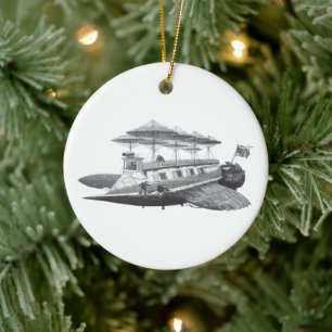Vintage Sciencefiction Steampunk Luchtschip Eclips Keramisch Ornament