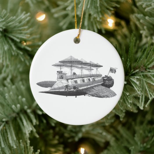 Vintage Sciencefiction Steampunk Luchtschip Eclips Keramisch Ornament (Boom)