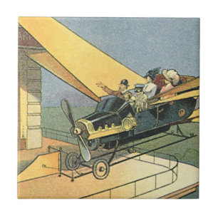 Vintage Sciencefiction Stoomtech Open Auto Tegeltje