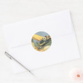 Vintage sciencefiction stoomtijdperk cabriolet ronde sticker (Envelop)