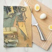 Vintage sciencefiction stoomtijdperk cabriolet theedoek (Quarter Fold)