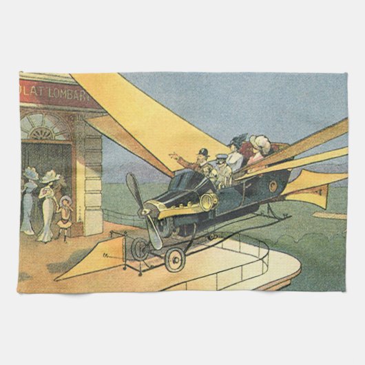 Vintage sciencefiction stoomtijdperk cabriolet theedoek (Horizontaal)