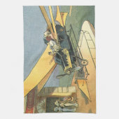 Vintage sciencefiction stoomtijdperk cabriolet theedoek (Verticaal)