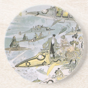 Vintage Sciencefiction Toekomstige Auto's, Taxi's Zandsteen Onderzetter