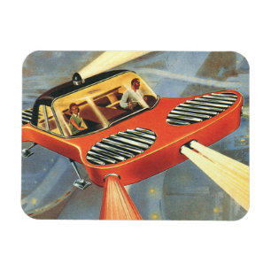 Vintage Sciencefiction Toekomstige Vliegende Auto Magneet