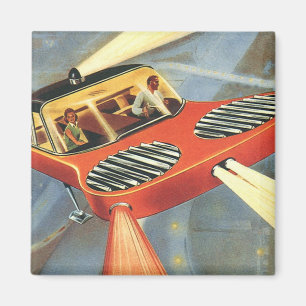 Vintage Sciencefiction Toekomstige Vliegende Auto Magneet