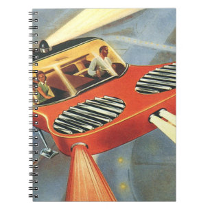 Vintage Sciencefiction Toekomstige Vliegende Auto Notitieboek