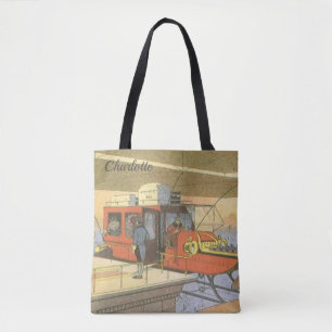 Vintage Sciencefiction Vliegtuig Helikopter Limous Tote Bag