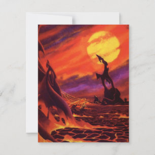Vintage Sciencefiction Vulkanische Planeet met Rod