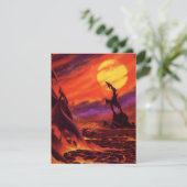 Vintage Sciencefiction Vulkanische Planeet met Rod (Staand voorkant)