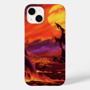 Vintage Sciencefiction Vulkanische Planeet met Rod Case-Mate iPhone Case