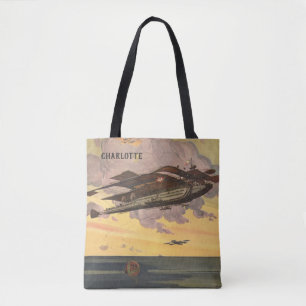 Vintage Sciencefiction Watervliegtuig Schip Tote Bag