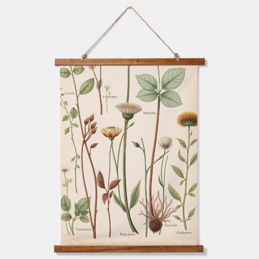 Vintage Scientific Botanical Illustration Chart Hangend Wandkleed (Voorkant)