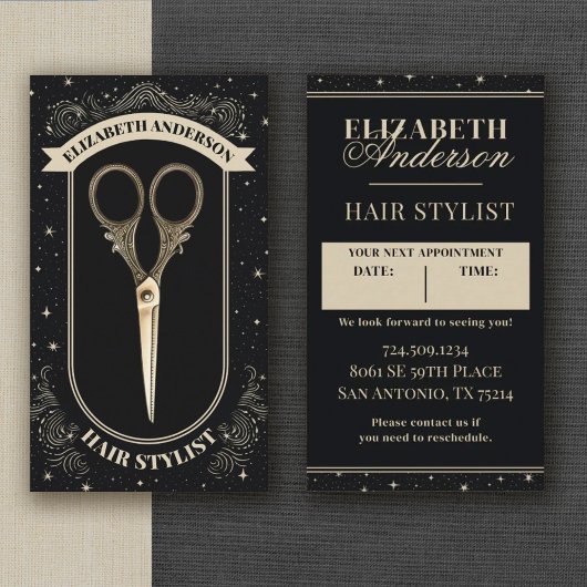 Vintage Scissors Hair Dresser Appointment Visitekaartje