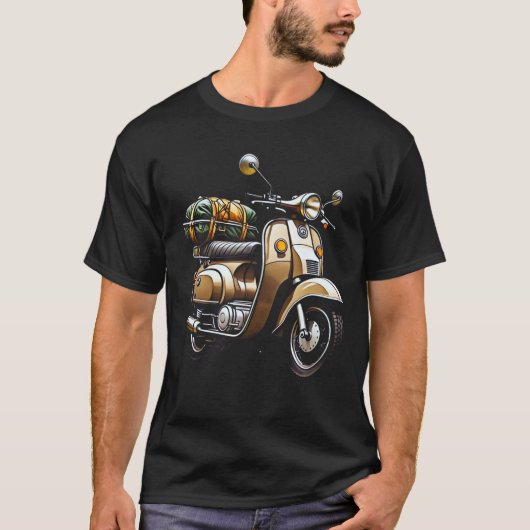 Vintage Scooter Adventure – Retro Rider T-Shirt (Voorkant)
