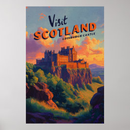 Vintage Scotland Edinburgh Castle Poster