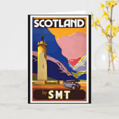 Vintage Scotland Travel Poster, Kaart (Gele Bloem)
