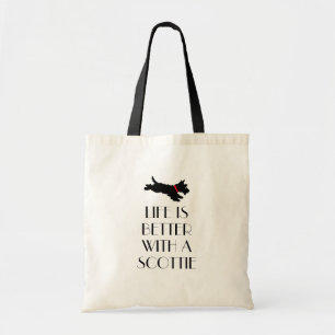 Vintage Scottie-hond met gepersonaliseerde tekst Tote Bag