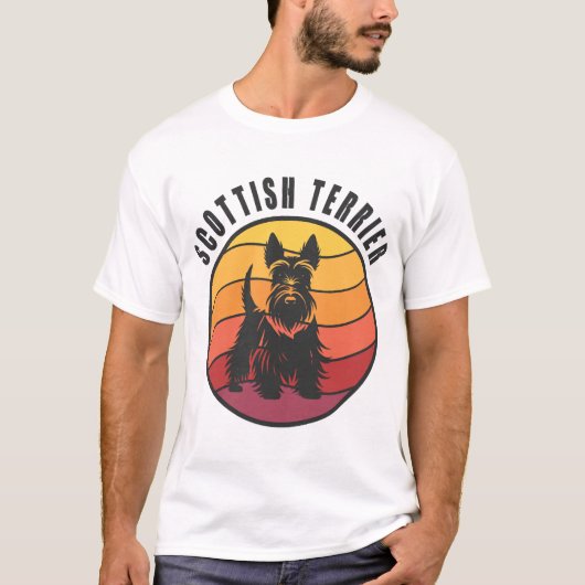 Vintage Scottish Terrier Sunse T-shirt (Voorkant)