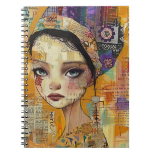 Vintage scrapboek collage gezicht (4) notitieboek