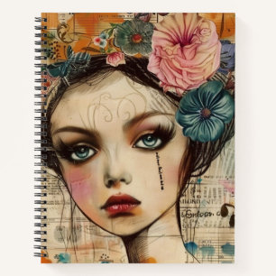 Vintage scrapboek collage gezicht (9) notitieboek