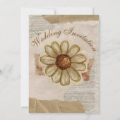 Vintage scrapbook botanische trouwuitnodiging kaart (Achterkant)