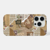 Vintage scrapbook collage esthetische telefoonhoes iPhone hoesje (Achterkant horizontaal)
