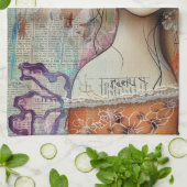 Vintage Scrapbook Collage Gezicht (10) Theedoek (Gevouwen)