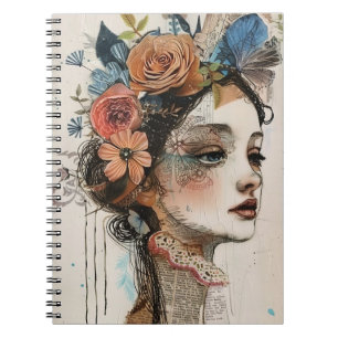 Vintage Scrapbook Collage Gezicht (2) Notitieboek