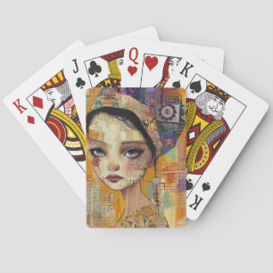 Vintage Scrapbook Collage Gezicht (4) Pokerkaarten