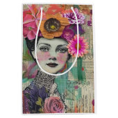 Vintage Scrapbook Collage Gezicht (5) Medium Cadeauzakje (Voorkant)