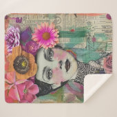 Vintage Scrapbook Collage Gezicht (5) Sherpa Deken (Voorkant (horizontaal))