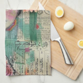 Vintage Scrapbook Collage Gezicht (5) Theedoek (Quarter Fold)