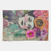 Vintage Scrapbook Collage Gezicht (5) Theedoek (Horizontaal)