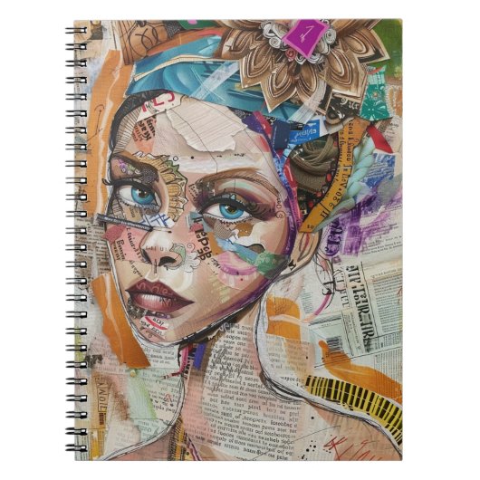 Vintage Scrapbook Collage Gezicht (6) Notitieboek (Voorkant)