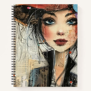 Vintage Scrapbook Collage Gezicht (8) Notitieboek