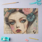 Vintage Scrapbook Collage Gezicht (9) Tissuepapier (Craft)