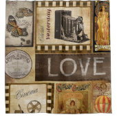 Vintage scrapbook collage liefde chocolade bioscoo douchegordijn (Voorkant)