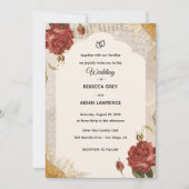 Vintage Scrapbook Wedding Invite Pressed Flowers Kaart (Voorkant)