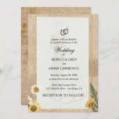 Vintage Scrapbook Wedding Invite Pressed Flowers Kaart (Voorkant / Achterkant)