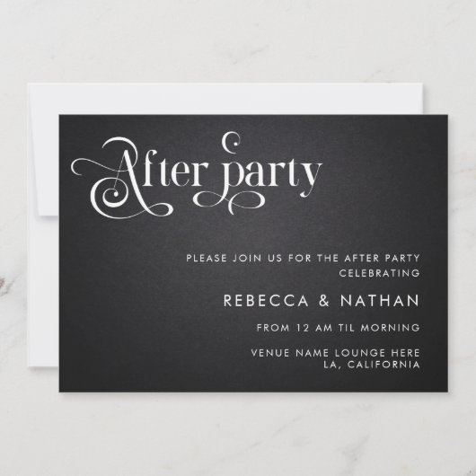 Vintage Script Boho Typografie Trouw After Party Kaart (Voorkant)