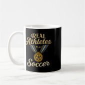 Vintage Script Echte atleten spelen voetbal gouden Koffiemok (Links)