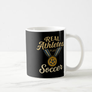Vintage Script Echte atleten spelen voetbal gouden Koffiemok